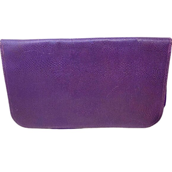VTG  Furst & Mooney Handmade Textured Leather‎ with Exotic Skin Envelope Clutch - Picture 8 of 12